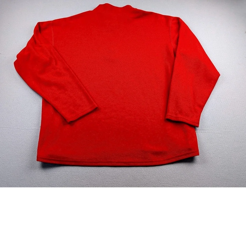 The‎ North Face Mens Red Quarter Zip Fleece Pullover Mock Neck Large Logo L/G